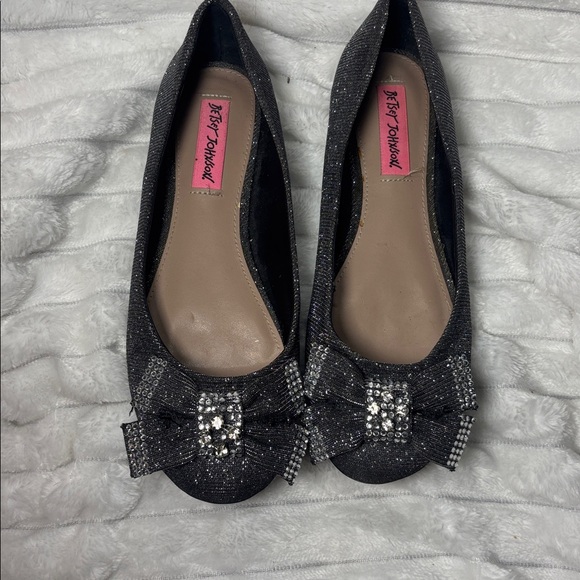 Betsey Johnson Sparkly Emy Bow Flats with Rhinestones Size 6 EUC - Picture 3 of 6